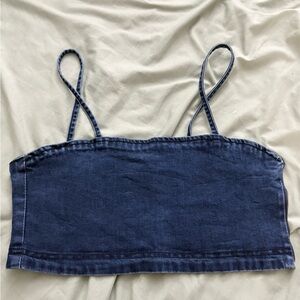 Blue Sleeveless Fitted Camisole Crop Top